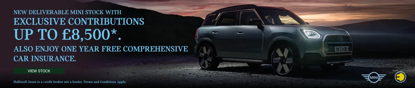 New deliverable MINI stock with contributions up to £8,500* and one year free insurance.